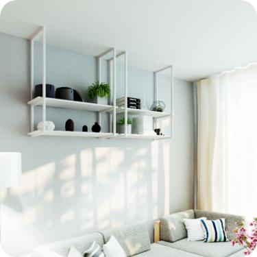 Imagem de Nicho Branco Prateleira Suspensa Teto Sala Branca 60cm