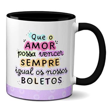 Imagem de Caneca Flork Namorados Amor Pode Vencer Sempre Igual Boletos (Preta)