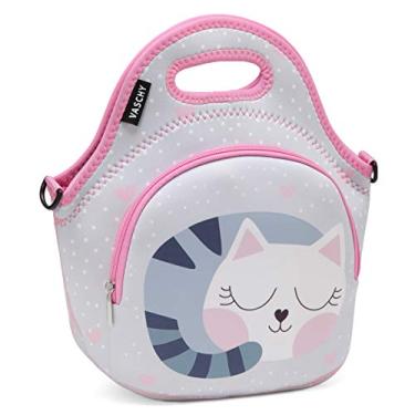Imagem de Lancheira para Crianças, VASCHY Saco de Almoço de Neoprene Leve Lancheira para Meninas Meninos da Escola Creche Jardim de Infância, Gatinho