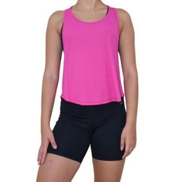 Imagem de Regata Feminina Fitness Pink Curta Ative Poliamida E Elastano - Pink M