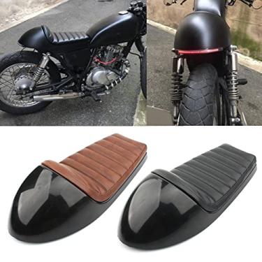Imagem de FINMOKAL Universal Cafe Racer Assento Retro Assento Pan Base Vintage Almofada Sela Scrambler Marrom