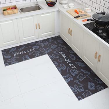 Imagem de Tapete de cozinha Tapetes de conforto 1 peça de couro à prova d'água à prova de óleo conjunto de tapete antiderrapante antiderrapante tapete acolchoado antifadiga 40 x 60 cm