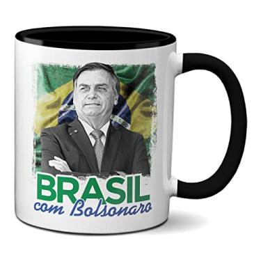 Imagem de Caneca Brasil com Bolsonaro Presidente Presente (Preta)