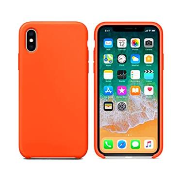 Imagem de Capinha Colorida Compatível Com iPhone X/XS Vermelha,Preta, Laranja, Amarela, Azul, Rosa, Pink, Branca, Lilás, Marrom, Verde, Roxo, Case Slim Flexível Aveludada PREMIUM ONYK (laranja)