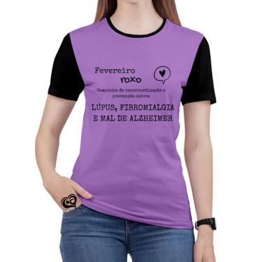 Imagem de Camiseta Fevereiro Roxo E Fevereiro Laranja Feminina Blusa - Alemark