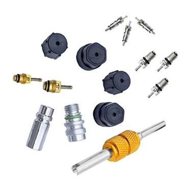 Imagem de Riloer Kit de núcleo de válvula de ar condicionado - Tampa e válvula AC R12 R134a Refrigeração A/C Válvulas de Serviço de Ar Condicionado Carro e HVAC Sistema AC Kit de tampas de vedação