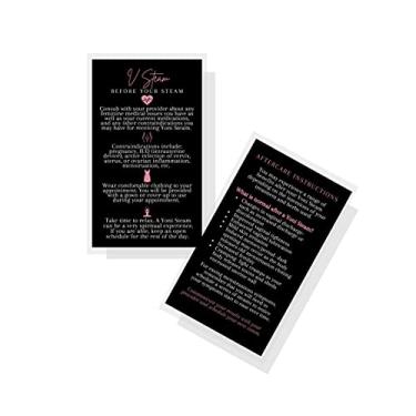 Imagem de Cartão Yoni V Steam Pré/Post Care | Cartão de visita impresso físico 5 x 9 cm | Preto com design rosa rosa