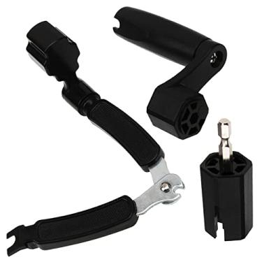 Imagem de 2 peças Yootones Multifunções Guitarra Cordas Winder Ponte Removedor de Pinos de Velocidade Extrator de Pino Multifuncional Guitarra Cordas de Cordas Removedor de Pinos de Ponte Cortador de Cordas para Ferramenta de Reparo de Baixo de Guitarra (Preto)