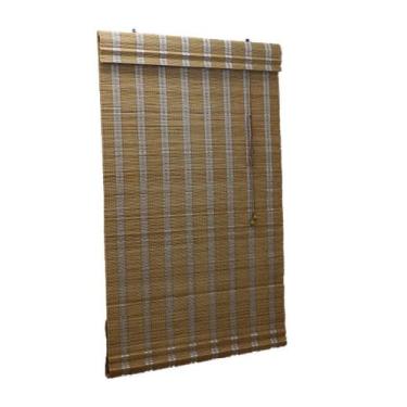 Imagem de Persiana Bambu Romana Bege 120 L X 180 A Cm Cortina Madeira - Top Flex