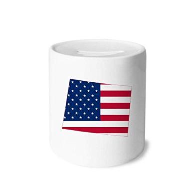 Imagem de DIYthinker Wyoming America Map Stars Stripes Flag Money Box Saving Banks Ceramic Coin Case Kids Adults
