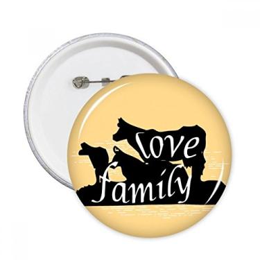 Imagem de Broche redondo natural com contorno de hiena de animal preto, 5 peças