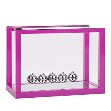 Imagem de Bolas de berço de newtons com espelho demonstram as leis de newton com bolas de equilíbrio clássicas mesa de escritório brinquedos decoração para crianças presente(Purple)