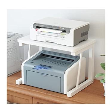 Imagem de KIZQYN Suporte de impressora Prateleira organizadora de armazenamento de camada dupla criativa na mesa Suporte de cópia de agulha multifuncional Rack de impressora de mesa Suprimentos de escritório Impressora de mesa (Cor: 1)