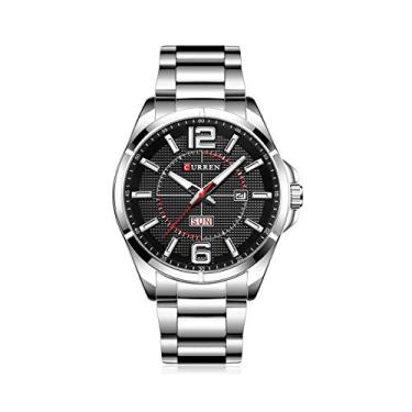 Imagem de CURREN Relógio masculino com pulseira de aço inoxidável à prova d'água, luxuoso, de negócios, preto, melhor presente para homens 8271