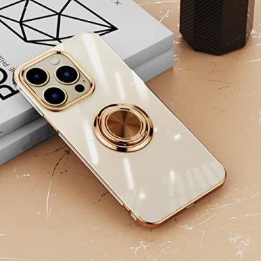 Imagem de Capa magnética macia de silicone transparente para iphone 14 13 12 11 pro max xs xr 8 plus capas transparentes com suporte de anel, ouro, para iphone 13