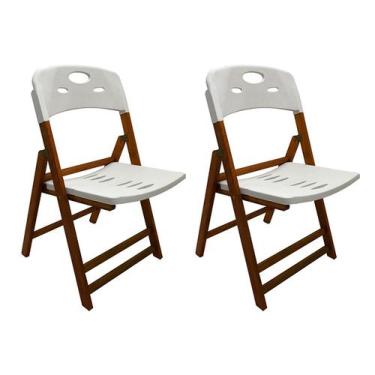 Imagem de Kit Com 2 Cadeiras Dobraveis De Madeira Elegance Mel Polipropileno Bra
