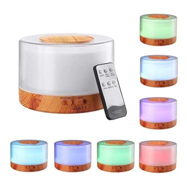 Imagem de Difusor De Aromas, Umidificador De Ar Ultra-Sônico 500Ml, Difusor De Óleo Essencial, Abajur Led, Lâmpada Colorida Com Controle Remoto (MADERA CLARA)