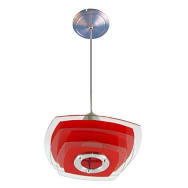 Imagem de Lustre Pendente Ovalado Vermelho - 3 Vidros - Para Sala, Quarto, Cozinha