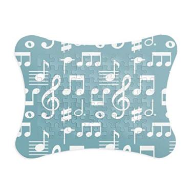 Imagem de White Music Notes Bar moldura azul quebra-cabeça papel cartão quebra-cabeça casa