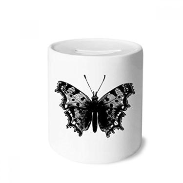 Imagem de DIYthinker Caixa de moedas de cerâmica preta com espécime de borboleta para presente de cofrinho
