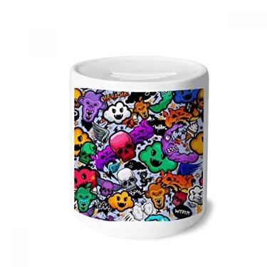 Imagem de DIYthinker Graffiti Street Culture Caixa de Dinheiro Colorida Crânio Caixa de Cerâmica Porta-Moedas Presente