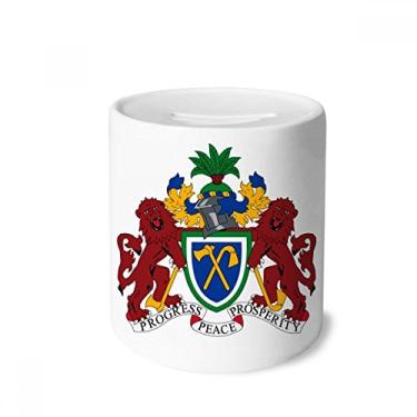 Imagem de DIYthinker Caixa de moedas com emblema nacional Gâmbia África Porta-moedas de cerâmica presente de cofrinho