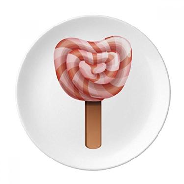 Imagem de Prato de picolé de porcelana decorativa com salver de sorvete vermelho e doces