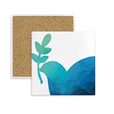 Imagem de Porta-copos quadrado com padrão anti-guerra de oliveira azul com suporte de subplaca para caneca