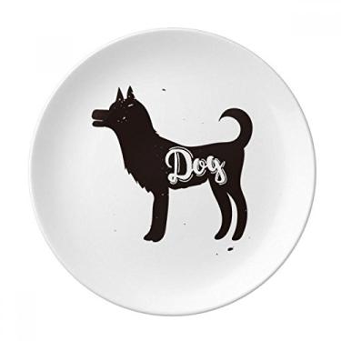 Imagem de Prato de jantar decorativo de porcelana para cães preto e branco