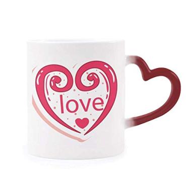 Imagem de Caneca de grés sensível ao calor Dia dos Namorados Coração Rosa Fofo Coração Vermelho Mudança de Cor
