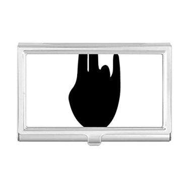 Imagem de Carteira de bolso com estampa de contorno de gesto preto para cartões de visita