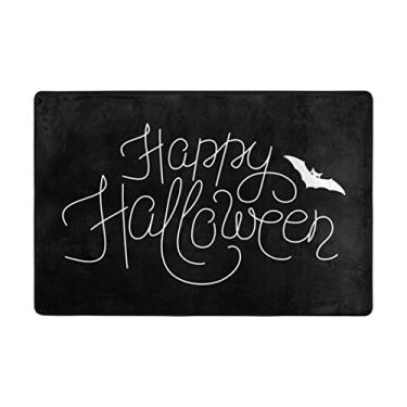 Imagem de ALAZA My Daily Happy Halloween tapete de área preto e branco 1,2 x 1,8 m, sala de estar, quarto, cozinha, tapete impresso, exclusivo, leve