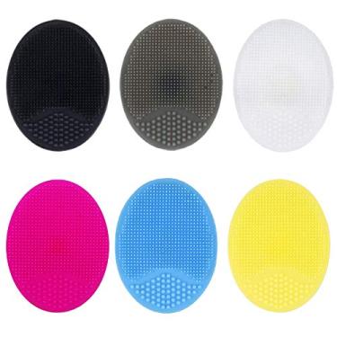 Imagem de 6 esfregões de silicone para o rosto, escova esfoliante de silicone, escova massageadora e escova massageadora, escova de limpeza facial, esfregão removedor de cravos