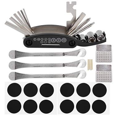 Imagem de VINGVO Kit de reparo de pneu de bicicleta, kit de reparo de bicicleta com alavanca de pneu kit de reparo de bicicleta ferramenta de reparo de perfuração de bicicleta, kit de reparo de bicicleta para ferramentas de reparo de bicicleta em casa
