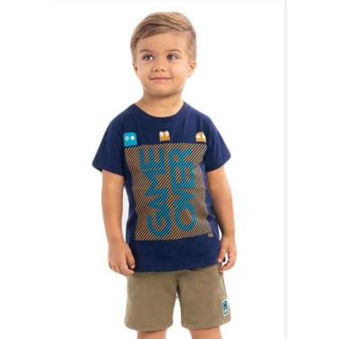 Imagem de Conjunto Camiseta Bermuda Infantil Azul Brandili