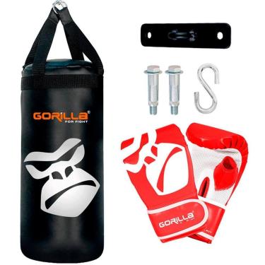 Imagem de Kit Boxe Infantil Saco De Pancada + Luva Muay Thai + Suporte Teto Gorilla Kids-Unissex