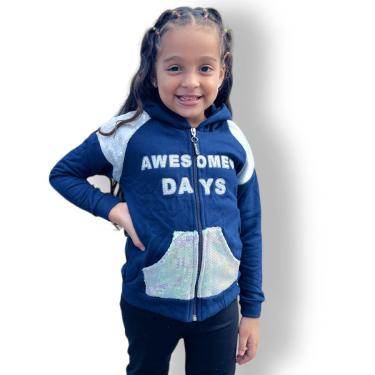 Imagem de Blusa Moletom Casaco De Frio Flanelada Menina Zíper Capuz-Feminino