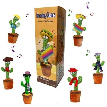Imagem de Cacto Dançante e Falante Toca Música Repete a Fala Acende Luzes com Roupinha e Caixa Original. Brinquedo para Presente.