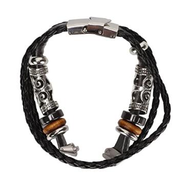 Imagem de Bird Toys Gy6 Air Scoop Couro Alumínio para Smartwatch Pulseira de Couro Substituição Vintage Étnico Vintage para Fitbit Luxe (Preto)