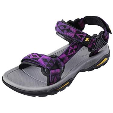 Imagem de Sandália feminina impermeável CAMEL CROWN para caminhadas com suporte de arco e sandálias esportivas confortáveis para caminhar na praia e viagens esportivas, Roxa, 11