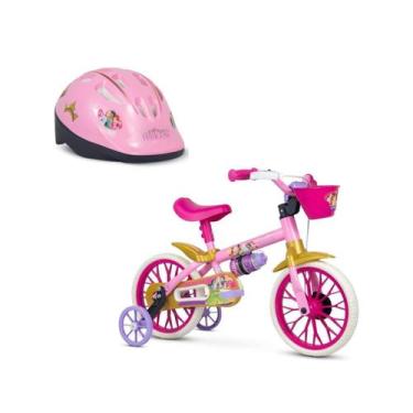 Imagem de Bicicleta Infantil Aro 12 E Capacete Princesas Nathor