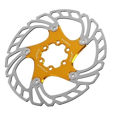 Imagem de Rotor de freio a disco flutuante de bicicleta de 16 cm com 6, aço inoxidável, liga de alumínio, design dinâmico flutuante mecânico para mountain road bike (ouro)