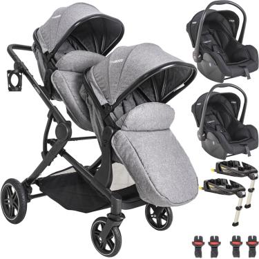 Imagem de Carrinho com 2 Bebe Conforto 2 Base ISOFIX Kiddo Pair Cinza