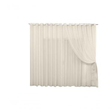 Imagem de Cortina 5,00x2,50 Sala Quarto Cozinha Varão Voil Duplo Cor:pérola