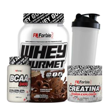 Imagem de Whey Protein Gourmet Pote + Creatina 300g + BCAA 100 cáps + Coqueteleira - FN Forbis Nutrition (Chocolate Trufado)