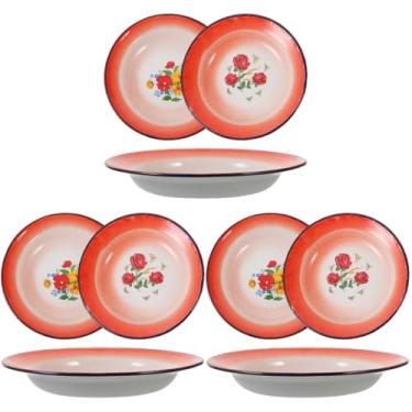 Imagem de Hemoton 9 pçs Placa de esmalte vintage prato de frutas esmalte prato de frutas vintage prato de salada esmalte prato de lavagem vintage esmalte prato de servir padrão aleatório