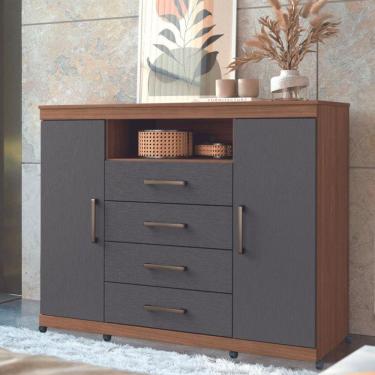 Imagem de Cômoda 4 Gavetas 2 Portas com Rodizio Havana Master Santos Andira