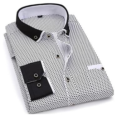 Imagem de Men's Long Sleeve Shirt Print Slim Fit Dress Shirt Men's Soft And Comfortable Shirt (Color : SH215, Size : Asian Size 8XL or 48)