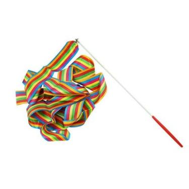 Imagem de Fita de ginástica rítmica colorida adereços de ginástica Streamer Dance Performance Fita de dança (arco-íris de sete cores 2 m)
