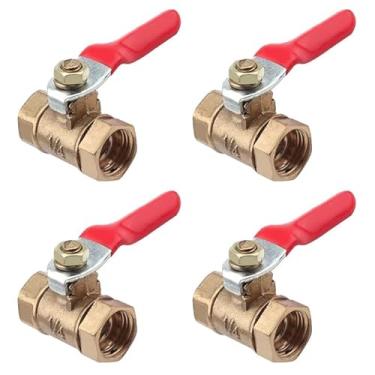 Imagem de Othmro 4 peças válvula de esfera de ar válvula de desligamento 1,2 cm tamanho da rosca mangueira farpa água óleo ar gás alavanca de controle alavanca de cobre acessórios de tubulação de gás para água